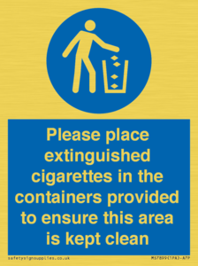 Please place extinguished cigarettes in the containers provided to ensure this area is kept clean
